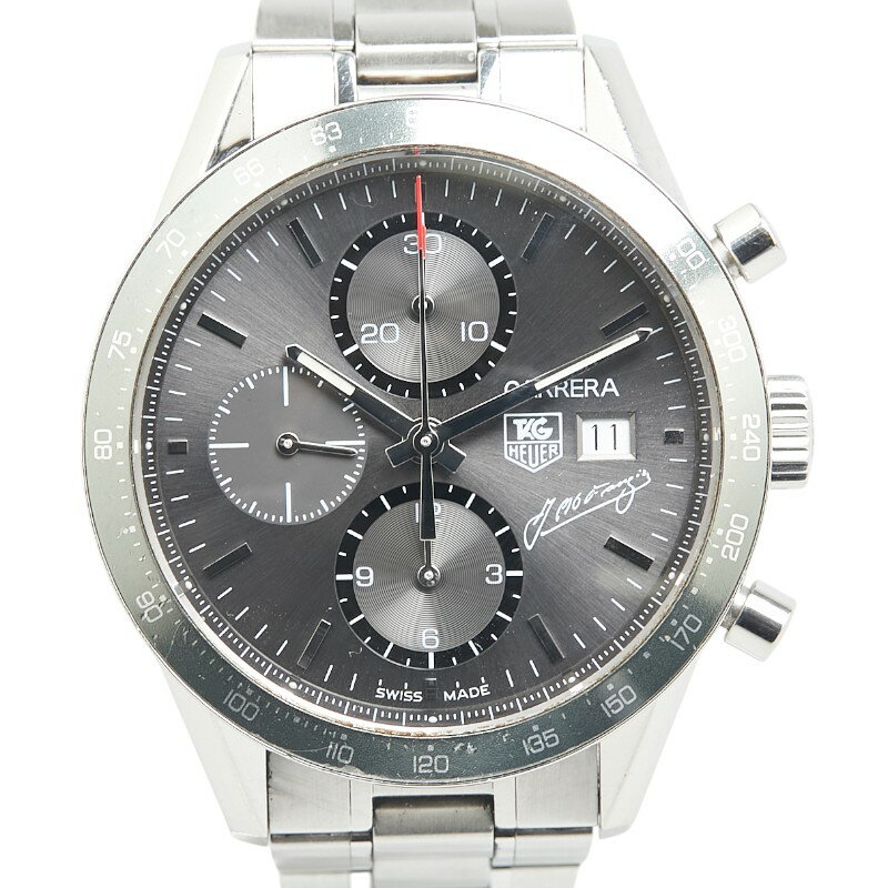 タグホイヤー カレラ JM ファンジオ 腕時計 CV201C 自動巻き グレー文字盤 ステンレススチール メンズ TAG HEUER 【中古】