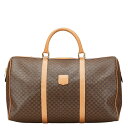 セリーヌ マカダム ボストンバッグ ブラウン PVC レザー レディース CELINE 【中古】