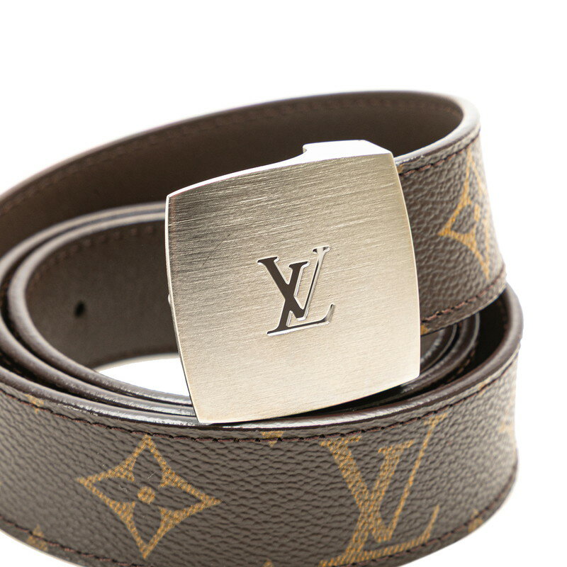 ルイ ヴィトン モノグラム サンチュール LVカット ベルト サイズ:80/32 M6888W ブラウン PVC レザー レディース LOUIS VUITTON 【中古】