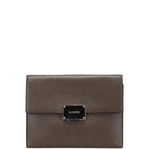 ロエベ ロゴプレート クラッチバッグ ブラウン シルバー レザー メンズ LOEWE 【中古】 ロエベ ロゴプレート クラッチバッグ ブラウン シルバー レザー メンズ LOEWE 【中古】
