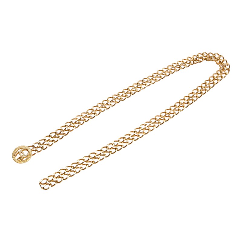 シャネル ココマーク ベルト ダブルチェーン ゴールド メッキ レディース CHANEL 【中古】