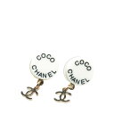 シャネル ロゴ ピアス ゴールド ホワイト プラスチック メッキ レディース CHANEL 【中古】