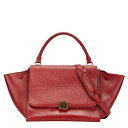 セリーヌ トラペーズ ミディアム ハンドバッグ ショルダーバッグ 2WAY レッド レザー レディース CELINE 【中古】
