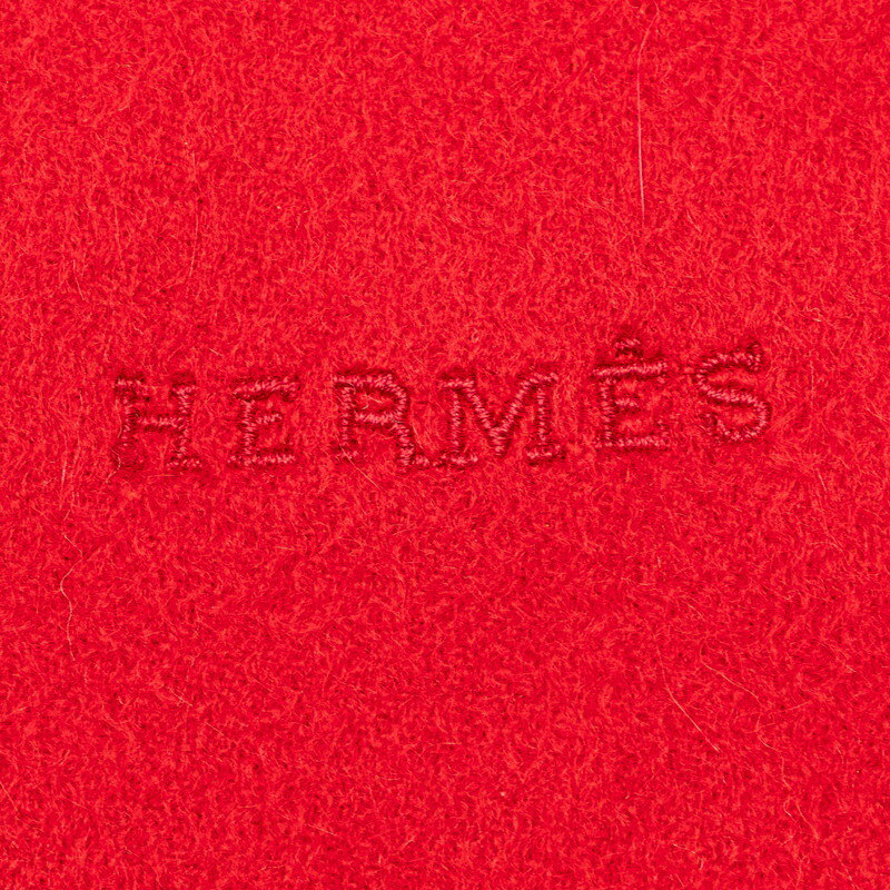 エルメス マフラー レッド カシミヤ レディース HERMES 【中古】