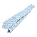 グッチ GG チェーン柄 ネクタイ ライトブルー ホワイト シルク メンズ GUCCI 【中古】