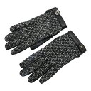 シャネル ココマーク ターンロック 手袋 グローブ サイズ:7 1/2 ブラック ラムスキン ツイード レディース CHANEL 【中古】