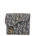 ディオール トロッター サドル 二つ折り財布 ネイビー キャンバス レザー レディース Dior 【中古】(4)