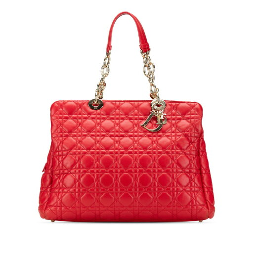 ディオール カナージュ チェーン トートバッグ ショルダーバッグ レッド ラムスキン レディース Dior 【中古】 ディオール カナージュ チェーン トートバッグ ショルダーバッグ レッド ラムスキン レディース Dior 【中古】