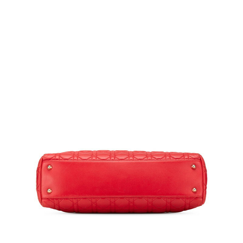 ディオール カナージュ チェーン トートバッグ ショルダーバッグ レッド ラムスキン レディース Dior 【中古】