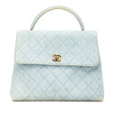 シャネル ココマーク キルティング ハンドバッグ トップハンドル ライトブルー デニム レディース CHANEL 【中古】