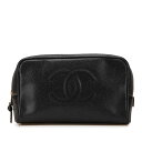 シャネル ココマーク ポーチ 小物入れ ブラック キャビアスキン レディース CHANEL 【中古】