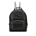 グッチ ソーホー インターロッキングG リュック バックパック 536192 ブラック レザー レディース GUCCI 【中古】