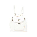 シャネル マトラッセ ココマーク リュック バックパック ホワイト ゴールド キャビアスキン レディース CHANEL 【中古】