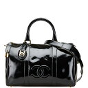 シャネル ココマーク ボストンバッグ ショルダーバッグ 2WAY ブラック パテントレザー レディース CHANEL 【中古】