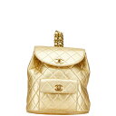 シャネル ココマーク マトラッセ リュック バックパック ゴールド ラムスキン レディース CHANEL 【中古】