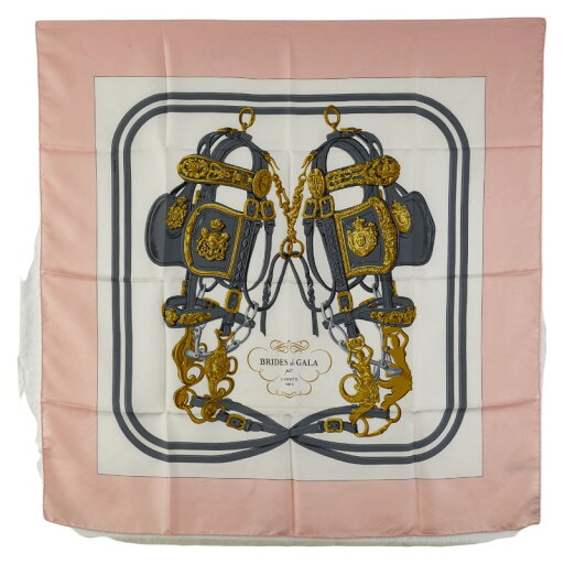 エルメス カレ90 BRIDES de GALA スカーフ ピンク マルチカラー シルク レディース HERMES 【中古】 エルメス カレ90 BRIDES de GALA スカーフ ピンク マルチカラー シルク レディース HERMES 【中古】