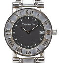 ティファニー アトラス 腕時計 クオーツ グレー文字盤 ステンレススチール レディース TIFFANY&Co. 【中古】