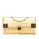 シャネル チョコバー ココマーク チェーン ショルダーバッグ ゴールド ラムスキン レディース CHANEL 【中古】