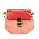 クロエ ドリュー ショルダーバッグ レッド ピンク レザー スウェット レディース Chloe 【中古】
