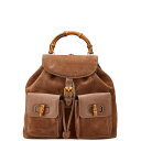 グッチ バンブー リュック バックパック 003 1998 0016 ブラウン スウェード レザー レディース GUCCI 【中古】(4)