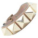 ヴァレンティノ ロックスタッズ ブレスレット ピンクベージュ ゴールド レザー レディース VALENTINO 【中古】