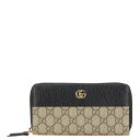 グッチ GGスプリーム ダブルG バイカラー 長財布 ラウンドファスナー 456117 ベージュ ブラック PVC レザー レディース GUCCI 【中古】(4)