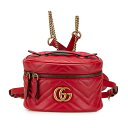 グッチ GGマーモント バニティバッグ リュック バックパック 598594 レッド レザー レディース GUCCI 【中古】
