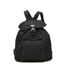 プラダ 三角ロゴプレート リュック バックパック ブラック ナイロン レディース PRADA 【中古】