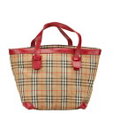 バーバリー ノバチェック シャドーホース ハンドバッグ ベージュ マルチカラー キャンバス レザー レディース BURBERRY 【中古】