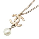 シャネル ココマーク ネックレス シャンパンゴールド メッキ フェイクパール レディース CHANEL 【中古】