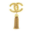 シャネル ヴィンテージ ココマーク 溶岩 ヨウガン タッセル ブローチ ゴールド メッキ レディース CHANEL 【中古】