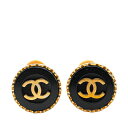 シャネル ヴィンテージ ココマーク ラウンド イヤリング ゴールド ブラック メッキ プラスチック レディース CHANEL 【中古】