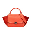 セリーヌ トラペーズ スモール ハンドバッグ ショルダーバッグ 2WAY レッド レザー レディース CELINE 【中古】