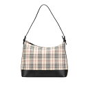 バーバリー ノバチェック ワンショルダーバッグ ベージュ ブラック マルチカラー キャンバス レザー レディース BURBERRY 【中古】