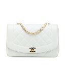 シャネル ダイアナ ココマーク 斜め掛け チェーン ショルダーバッグ ライトブルー ラムスキン レディース CHANEL 【中古】