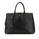 プラダ ガレリア 三角ロゴプレート ハンドバッグ ブラック サフィアーノレザー レディース PRADA 【中古】(4)