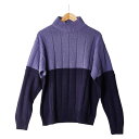 エルメス バイカラー ニット セーター モックネック サイズ:M ライトパープル ネイビー シルク メンズ HERMES 【中古】