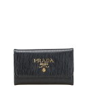 プラダ ロゴ金具 6連 キーケース ブラック レザー レディース PRADA 【中古】