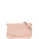 シャネル ココマーク チェーン ショルダーウォレット ピンク キャビアスキン レディース CHANEL 【中古】