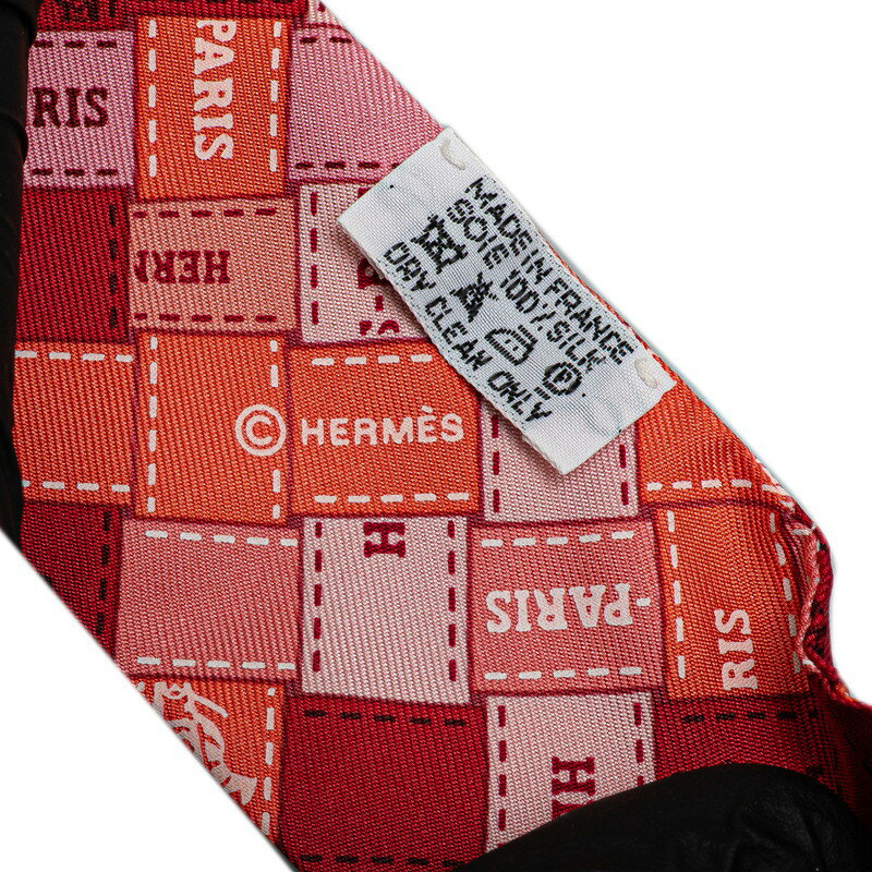 エルメス ツイリー BOLDUC AU CARRE ボルデュックチェック スカーフ レッド ピンク シルク レディース HERMES 【中古】