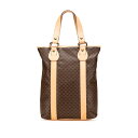 セリーヌ マカダム トートバッグ ハンドバッグ ブラウン PVC レザー レディース CELINE 【中古】