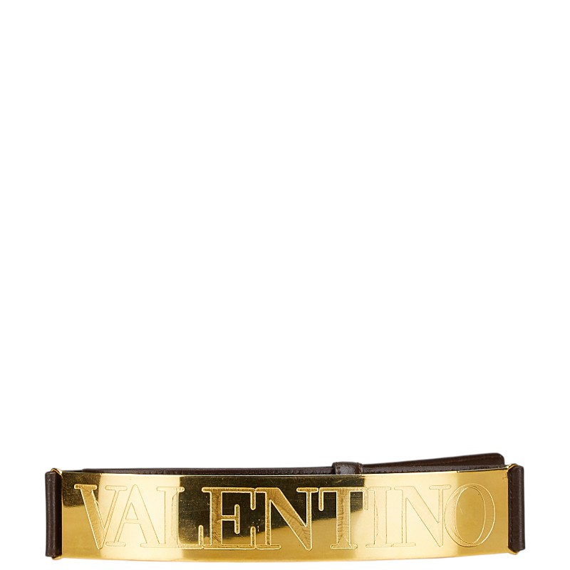 ヴァレンティノ ロゴプレート ベルト サイズ:73 ブラウン レザー レディース VALENTINO 【中古】