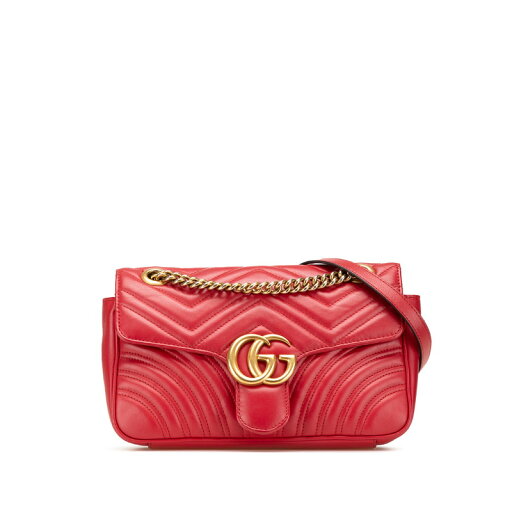 グッチ GGマーモント ダブルG キルティング スモール ハート チェーンショルダーバッグ 443497 レッド レザー レディース GUCCI 【中古】 グッチ GGマーモント ダブルG キルティング スモール ハート チェーンショルダーバッグ 443497 レッド レザー レディース GUCCI 【中古】