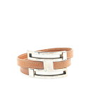 エルメス プスプス バングル ブラウン シルバー レザー メタル レディース HERMES 【中古】