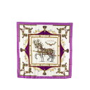 エルメス カレ90 HARNAIS FRANCAIS PREMIER EMPIRE フランス初代帝国のハーネス スカーフ パープル マルチカラー シルク レディース HERMES 【中古】