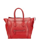 セリーヌ ラゲージ ミニショッパー ハンドバッグ レッド レザー レディース CELINE 【中古】