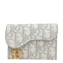 ディオール トロッター サドル カードケース グレー キャンバス レザー レディース Dior 【中古】