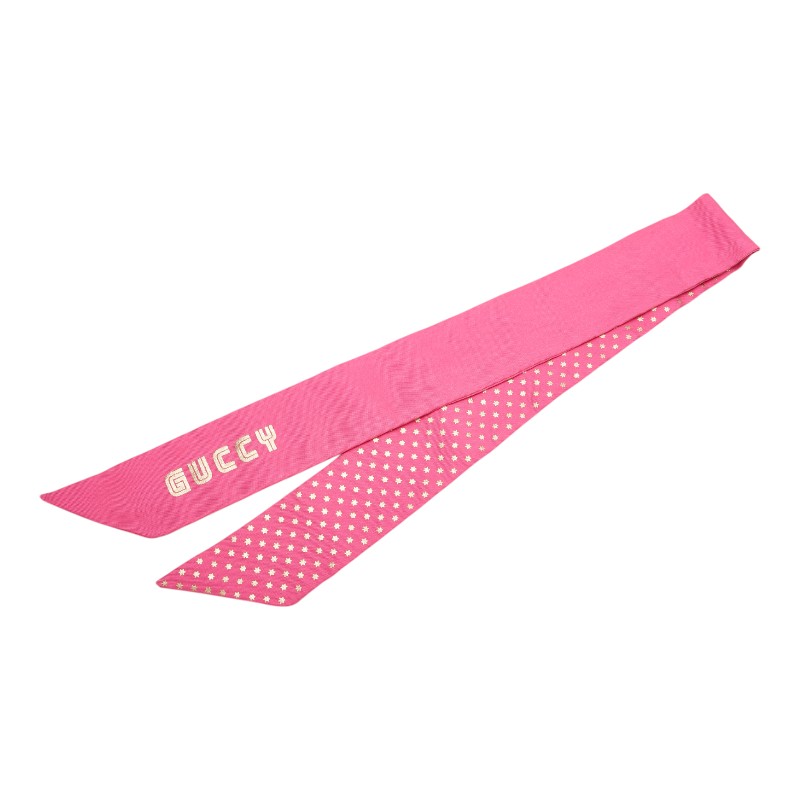 グッチ GUCCY セガロゴ 18SS スカーフ ピンク ゴールド シルク レディース GUCCI  ...
