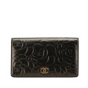 シャネル カメリア ココマーク 長財布 A36544 グレー レザー レディース CHANEL 【中古】