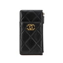 シャネル マトラッセ CHANEL19 ココマーク フラグメントケース カードケース コインケース ブラック ラムスキン レディース CHANEL 【中古】